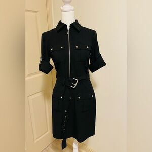 Michael Kors Elegant Black Belted Dress